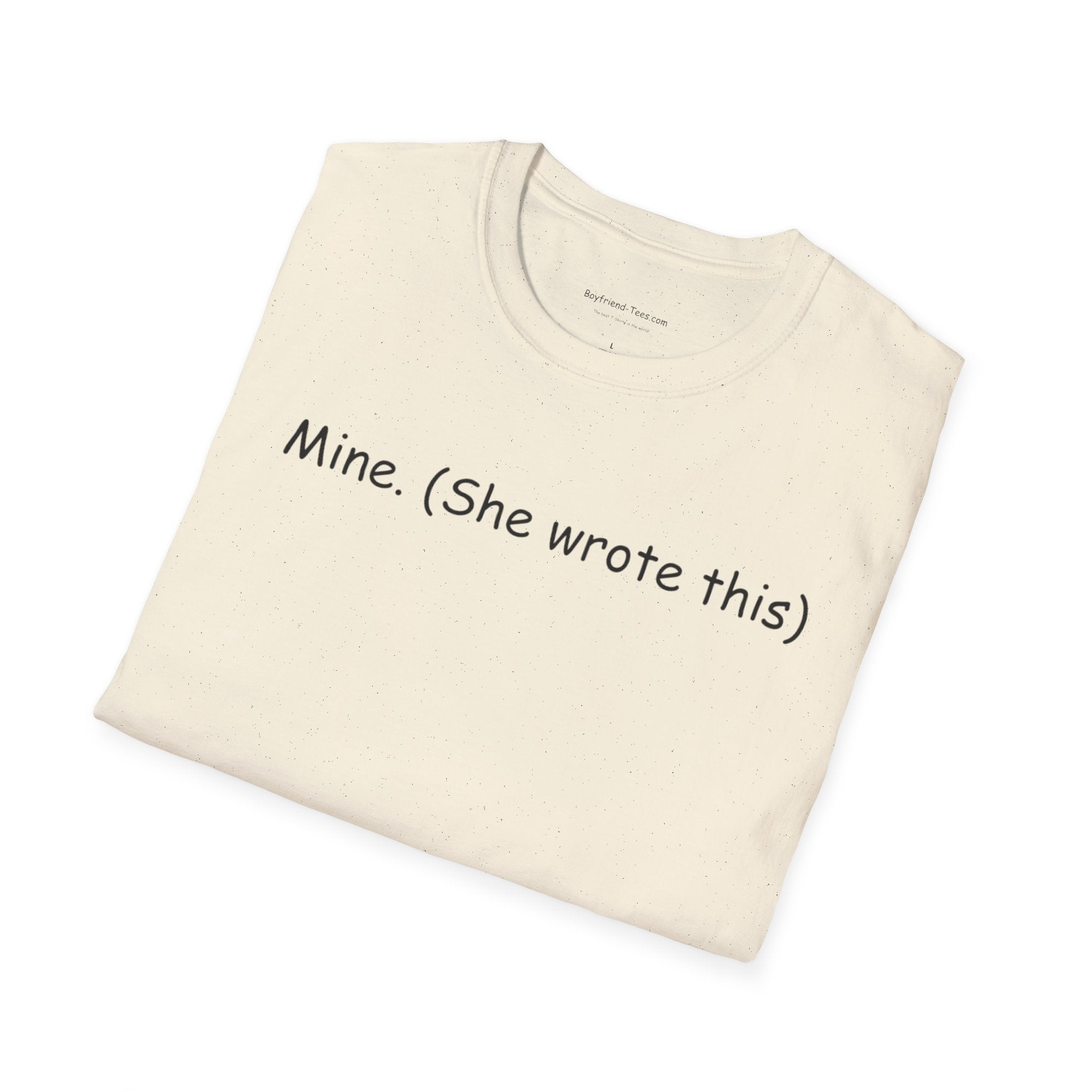 Personalized Unisex Softstyle T-Shirt - "Mine. (She wrote this)" - Cute Gift, Casual Wear, Feminine Charm, Everyday Outfit, Unique [...]
